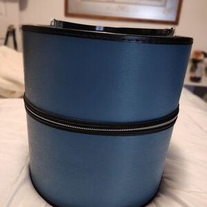 Blue and Black Round Storage Case